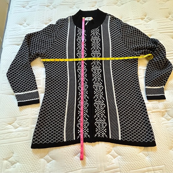 NWT CJ Banks black white knit cardigan sweater Size X/14W - Picture 11 of 11